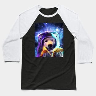 Astronaut Dog Eating Pizza Taco Baseball T-Shirt